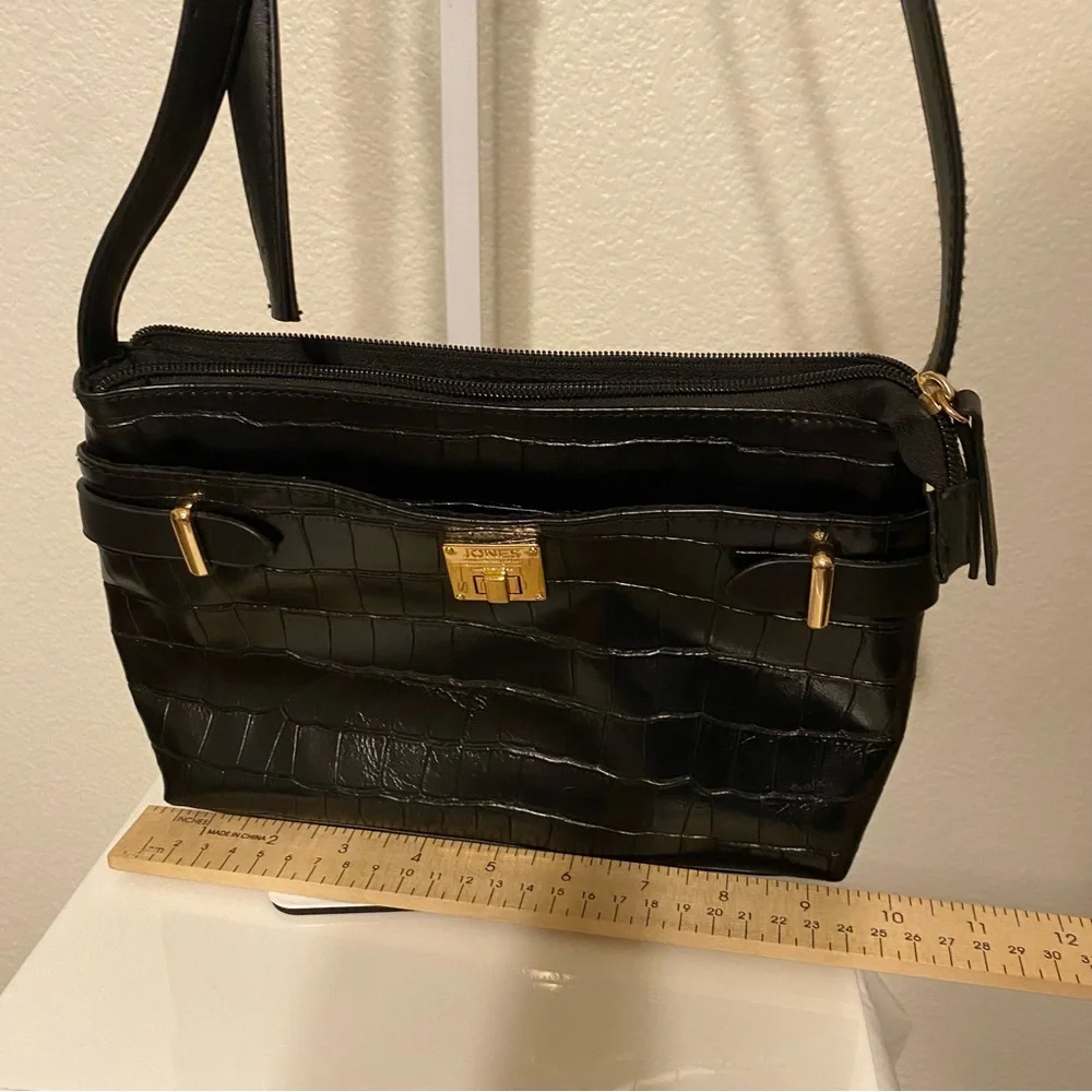 EUC Jones New York Vegan Leather Crocodile Embossing Crossbody Bag